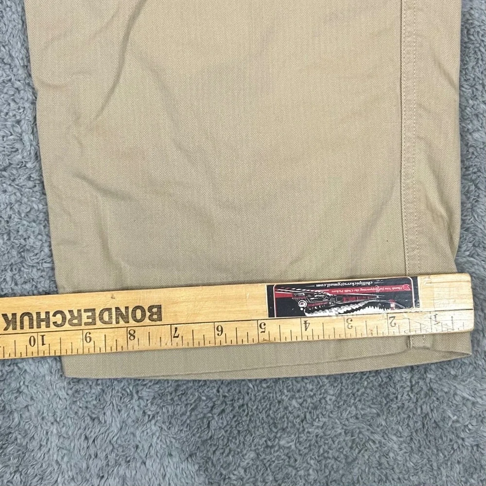 Polo Ralph Lauren Mens Khaki Herringbone Cotton Cargo Pants 35x29.5 Tan RN41381
